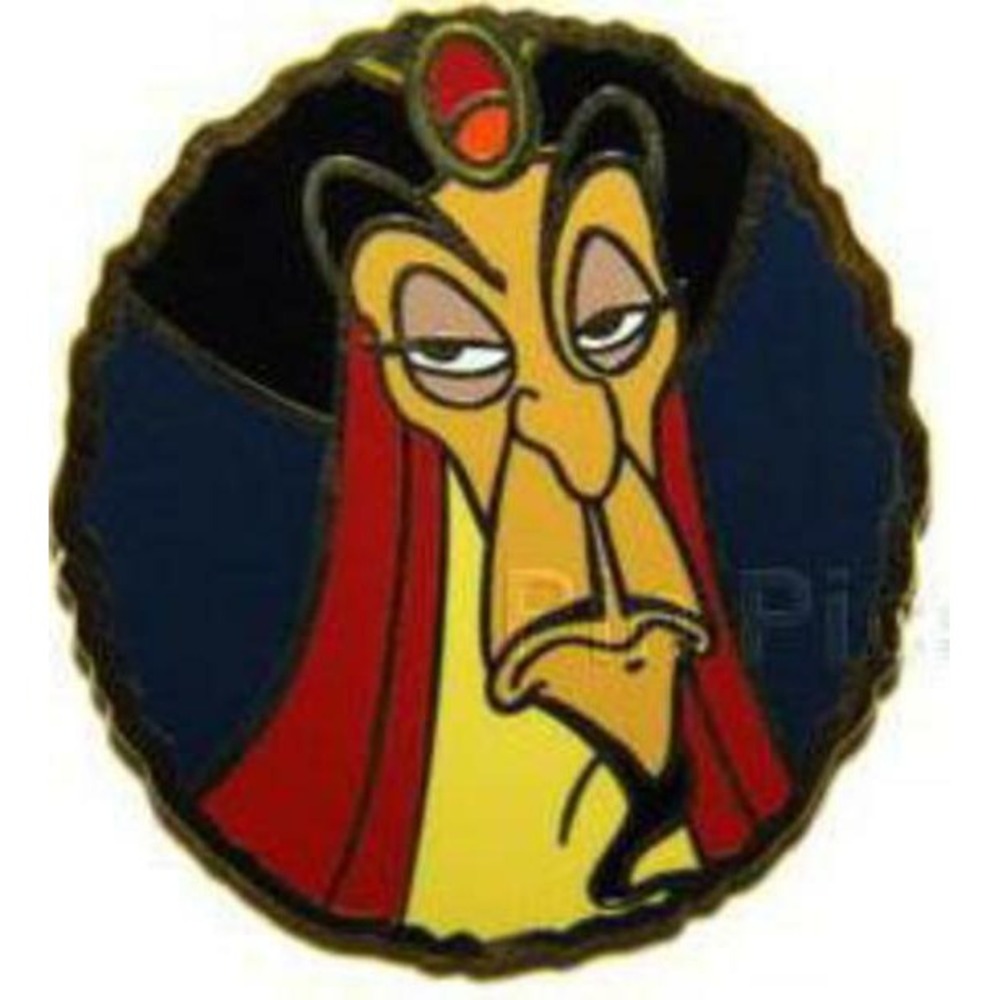 Disney Aladdin Jafar Portrait Enamel Pin Red Black Gold Villains Collectible